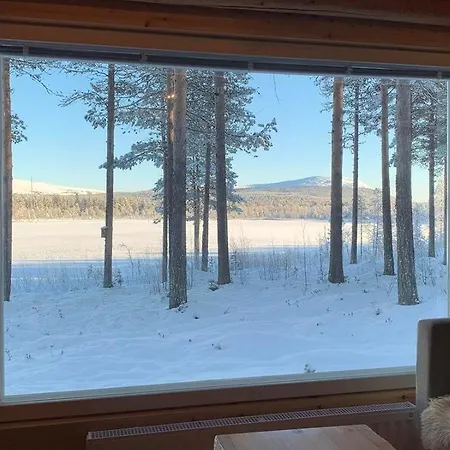 Kaupinmaja, Yllaes, Aekaeslompolo, Lapland - Log With And Fell Scenery * Akaslompolo