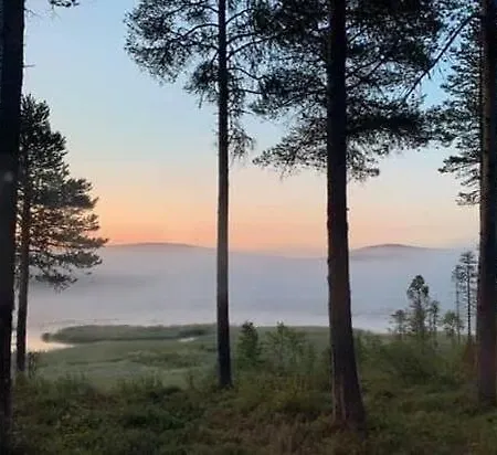 Kaupinmaja, Yllaes, Aekaeslompolo, Lapland - Log With And Fell Scenery Äkäslompolo