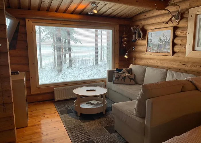 Kaupinmaja, Yllaes, Aekaeslompolo, Lapland - Log With And Fell Scenery * Äkäslompolo